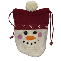 Snowman Felt Gift Bag Christmas Holiday Present Handmade Approx 7.5&quot; x 9.5&quot; - £11.60 GBP