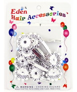 EDEN GIRLS SELF HINGE FLOWER HAIR BARRETTES - SILVER - 18 PCS. (58116) - $147.46 MXN