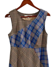 Tracy Reese Patchwork Dress Anthropologie Plaid Size 6P Side Zip Sleeveless - £30.05 GBP