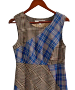 Tracy Reese Patchwork Dress Anthropologie Plaid Size 6P Side Zip Sleeveless - £30.05 GBP