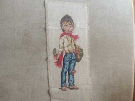 Vintage handmade kid's tapestry, gobelin needlepoint, picture of a boy, ... - $23.00