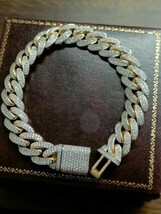 Homme Miami Cubain Lien 8 &quot; Bracelet Imitation Diamant 14k Jaune Plaqué Or - $221.71 CAD