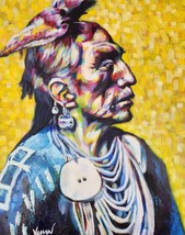 Original Acrylic painting Native American Pop Art Expressive  20&quot; x 16&quot; x 1.5&quot; - £395.68 GBP