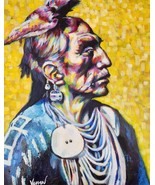 Original Acrylic painting Native American Pop Art Expressive  20&quot; x 16&quot; ... - £388.44 GBP