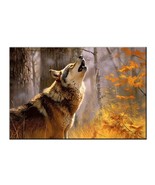 Art Print Howling Wolf in Autumnal Woods  Captivating Oil painting Giclee - $162.29 MXN+
