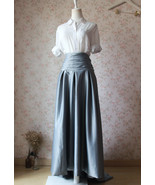 GRAY Taffeta Maxi Skirt Outfit Women Plus Size Taffeta Maxi Party Prom S... - $85.99