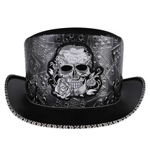 Original Steampunk Dark Style Skull And Roses Hat - £42.26 GBP