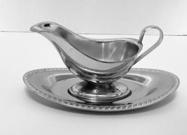 Irvinware Chrome Plated Silver Color Gravy Boat and Underplate Made in USA - £15.55 GBP