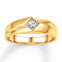 1/20Ct Künstlicher Diamant Alternativ Herren Hochzeit Ring 14K Vergoldet Silber - £200.38 GBP