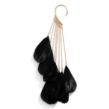 1pcs New Unusual Earrings Big White/Black/Red Color Feather Long Tassel Dangling - £10.50 GBP