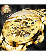 Waterproof Men&#39;s Luxury Gold Automatic Mechanical Watch Classic Stainles... - £31.26 GBP