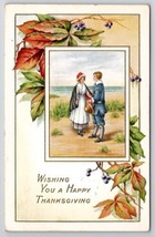 Happy Thanksgiving Greetings Pilgrims Postcard V22 - £4.68 GBP