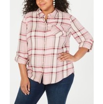 Style &amp; Co Womens Plus 1X Cavern Plaid Long Sleeve Button Up Top NWT C21 - £19.53 GBP