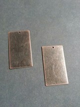 2 Metal Stamping Blanks Rectangle Pendants Antiqued Copper Tone Brass Charms - £2.47 GBP