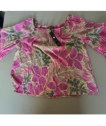 Unique Spectrum Off The Shoulder 3/4 Length Flare  Sleeve Pink Flowers W... - $407.75 MXN