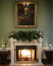 Fireplace in White House Green Room under Benjamin Franklin portrait Photo Print - $8.81+