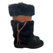 Oscar Sport Vintage Black Fur Ski Boots Made in Italy Cristina Size 39 (US 8.5)  - $147.51