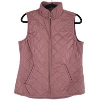 Old Navy Quilted Vest M Womens Pink Full Zip Pockets Sleeveless Mock Neck - $21.74