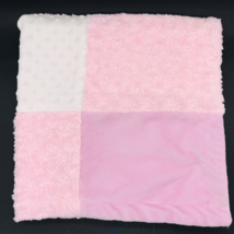 Baby Essentials Patchwork Baby Blanket Minky Plush Pink White - £7.95 GBP