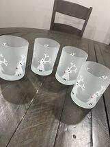 CRATE &amp; BARREL Snow Deer Frosted Glass Tumblers Juice Barware Christmas ... - $29.69