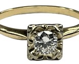 Unisex Solitaire ring 14kt Yellow and White Gold 386406 - £783.77 GBP
