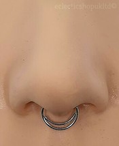 Anneau de nez lunaire 8 mm cerceau 20 g (0,8 mm) piercing septum en acier recuit - £3.04 GBP