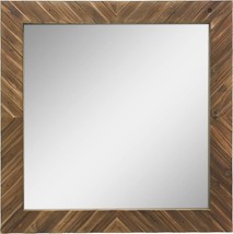 Square Wall Mirror Hanging Wood Framed Rustic Mounted Farmhouse Decor Accent New - £39.47 GBP