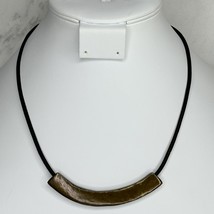 Chico&#39;s Vintage Bronze Tone and Black Cord Necklace - £13.42 GBP