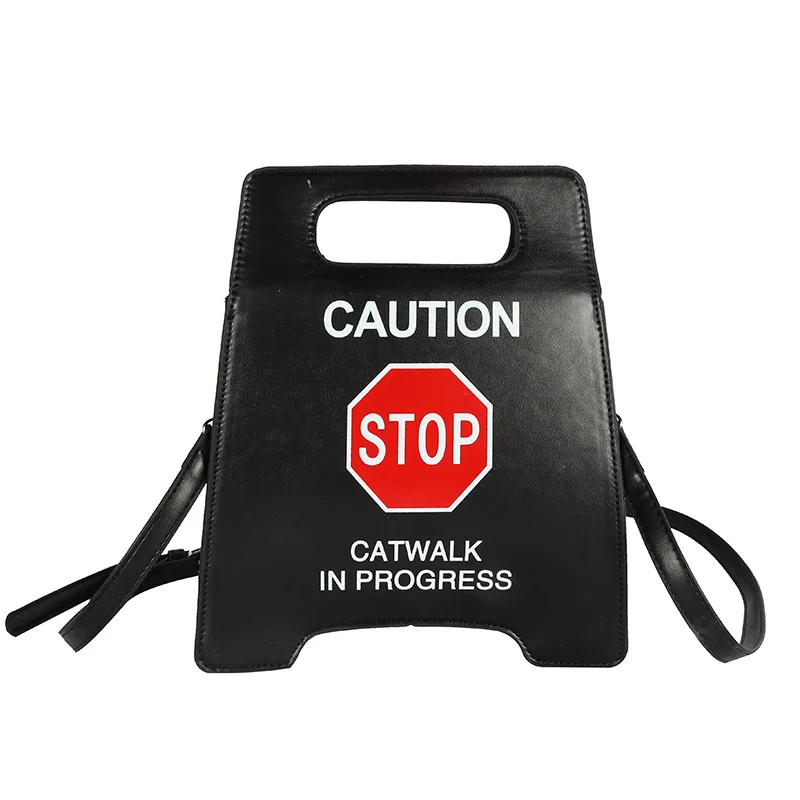 2022 Novelty Stop Sign Purse Tote Pu Leather Handbags Women Fashion Caution Catw - £56.74 GBP