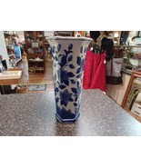 Blue White Hexagonal Vase Porcelain 9 7/8&quot; - €29,94 EUR