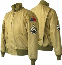 Mountain Leather Men&#39;s Brad Pitt US Army WW2 Military Cotton Khaki Jacket - £85.80 GBP