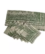 Williams-Sonoma Foliage Jacquard Green Linen 9pc 68x118 Tablecloth Set - $150.00