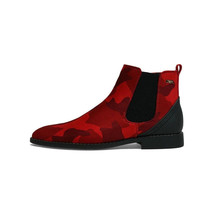 Men TAYNO Chelsea Chukka Micro Suede Soft Comfortable Boot Victorian Red Camo image 7