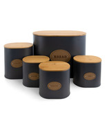 Kitchen Food Storage Organization 5 Piece Canister Set in Grey - $88.29 CAD