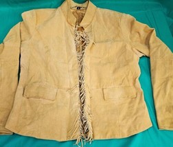 Pamela McCoy Fringe Leather Yellow Fringe Jacket Size Large Suede Wester... - £30.53 GBP