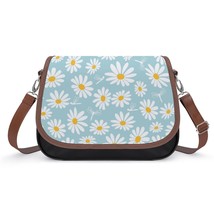 Mondxflaur Floral Daisy Messenger Bag for Women PU Leather Crossbody Bag Fashion - £21.62 GBP