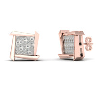 10K Rose Gold 1/6ct TDW Diamond Cluster Stud Earrings - £196.58 GBP