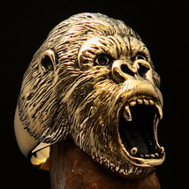 Excellent crafted Men&#39;s Ape Ring Roaring Gorilla Big Monkey - solid Brass - $24.00+