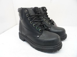 Lehigh Boy&#39;s 6&quot; Leather Steel Toe Work Boots Black Size 5W - £28.38 GBP