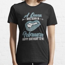  A Queen Was Born In February H Women&#39;s Black Tee T-Shirt - £15.17 GBP