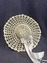 Vintage Handcrafted Crochet Hat Doily Floral Wall Decor Starched - £7.06 GBP