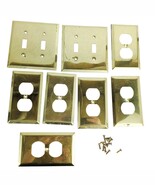 Vintage Lot of Shiney Brass Metal 2 Double Wall Switch Plates &amp; 6 Outlet... - $571.88 MXN