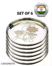 Stainless Steel  BHOJAN THALI SET OF 6 dinner plate set lunch set - £36.50 GBP