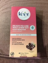 Veet Leg and Body Hair Remover Cold Wax Strips, 40 Count Exp 5/25 NIB NEW !  - £13.95 GBP