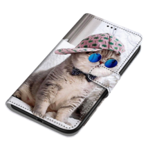 Anymob iPhone Case Brown Cat Flip Leather Wallet Animal Painting Phone Book Styl - £22.85 GBP