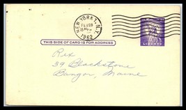 1962 US Postal Card - New York, NY to Bangor, Maine A26 - £2.37 GBP