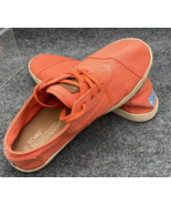 Toms Shoe Men Size 10.5 Canvas 3 Eye Lace Up Casual Sneakers Orange Cora... - £18.13 GBP