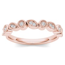 10K Rose Gold 0.10 Ct Brillant Round Cut Diamond Wedding Band - £248.59 GBP