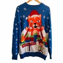 Tipsy Elves Sweater XL Massive Cat Long Sleeve Christmas Snow Heavy - £37.31 GBP