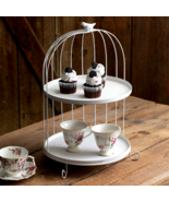 Birdcage Two Tier new Diaplay Tray in white metal - SALE - $51.97 CAD